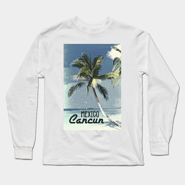 Cancun Mexico ✪ Vintage style poster Long Sleeve T-Shirt by Naumovski